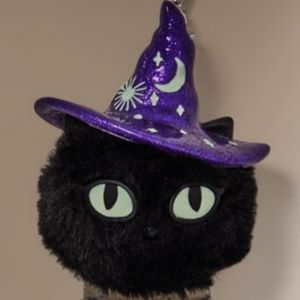 Bath and Body Works black witch cat glow in the dark fluffy pocketbac holder NWT
